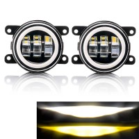 Противотуманные фары 45W 90 мм белый и желтый свет с ДХО 12-24V 2 шт