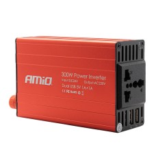 Преобразователь напряжения AMiO PI04 24В 230В 300Вт 600Вт 2xUSB