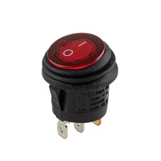 Перемикач on-off з підсвічуванням 12V круглий 3pin RED 22*22*16мм 6A 250V 10A 125 250V