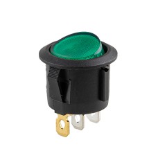 Перемикач on-off з підсвічуванням 12V круглий 3pin Green 22*22*16мм 6A 250V 10A 125 250V