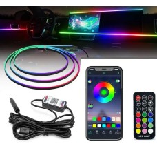 Підсвічування салону авто Ambient Rgb 110см, світлодіодна стрічка торпеди 12V Bluetooth багатобарвна з пультом