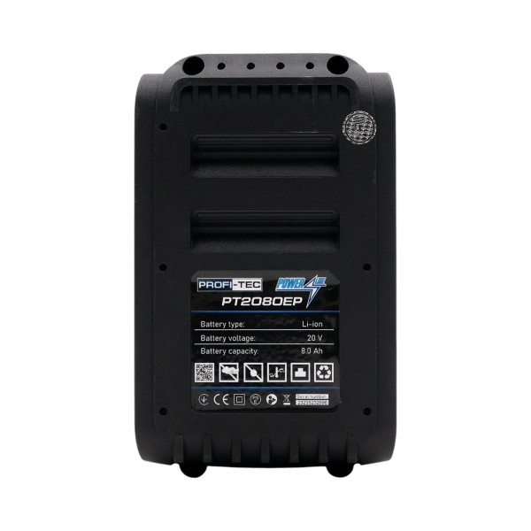 Акумуляторна батарея PROFI-TEC PT2080EP POWERLine (20 В / 8.0 Аг, високострумова, з індикатором)