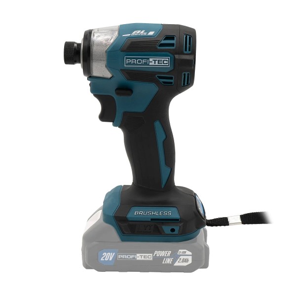 Акумуляторний імпульсний гвинтоверт PROFI-TEC PID1820BL POWERLine, набір біт, два акумулятори PT2020MP по 2.0 Аг, зарядний пристрій (007224)