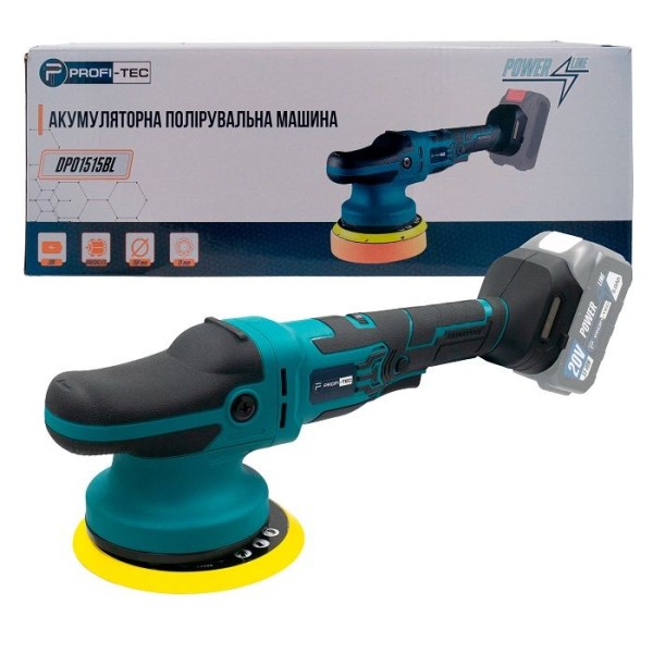 Акумуляторна ексцентрикова полірувальна машина PROFI-TEC DPO1515BL POWERLine , без акумулятора та зарядного пристрою (005949)