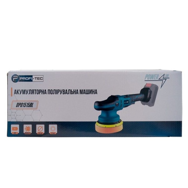 Акумуляторна ексцентрикова полірувальна машина PROFI-TEC DPO1515BL POWERLine , без акумулятора та зарядного пристрою (005949)