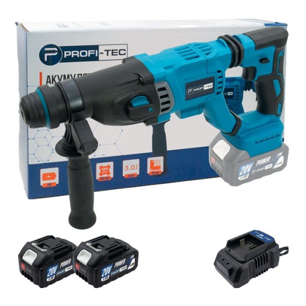 Акумуляторний перфоратор PROFI-TEC PBH201BL POWERLine , 2×PT2040МP (4.0 Аг), зарядний пристрій (006961)