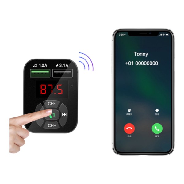 FM-трансмиттер (модулятор) CAR А-9 Bluetooth 5.0 3,1А Black