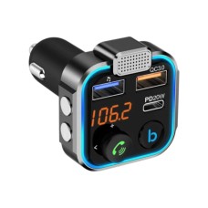FM-трансмітер (модулятор) P-5 Bluetooth 5.0 / QC 3.0 / RGB Black