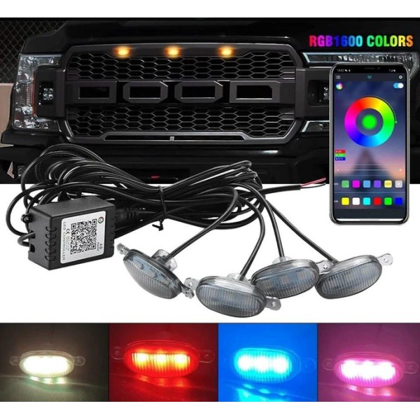 Габариты в решетку радиатора 3LED RGB Bluetooth 12V 