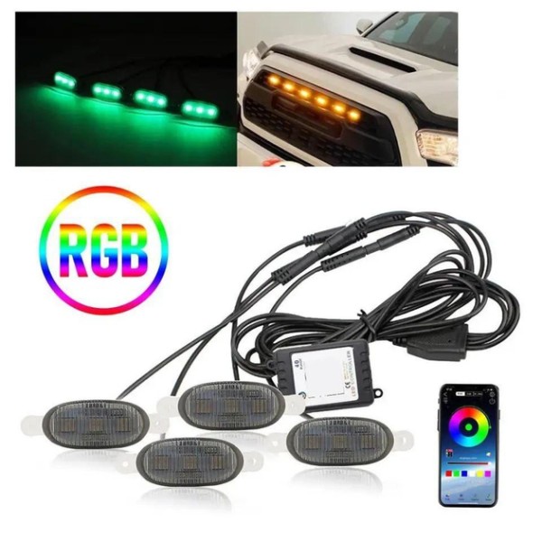 Габариты в решетку радиатора 3LED RGB Bluetooth 12V 
