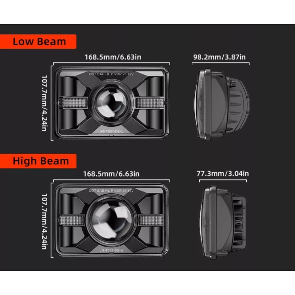 Светодиодные фары Light X Premium T001 COMBO, IP68, 6000K, 4 шт