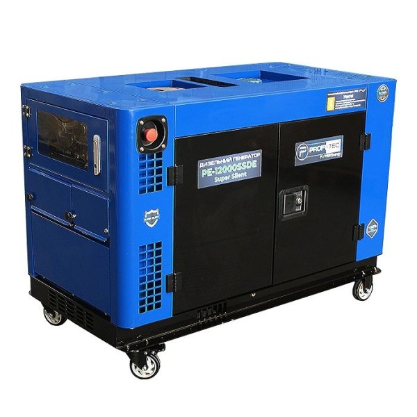 Дизельный генератор PROFI-TEC PE-12000SSDE (11 кВт, 220 В), четырехтактный двухцилиндровый (005188)