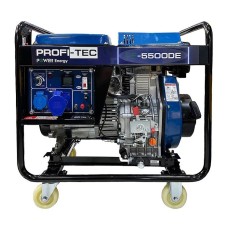 Дизельний генератор PROFI-TEC PE-5500DE, 5,5 кВт, ручний та електростартер, чотиритактний одноциліндровий (004767)
