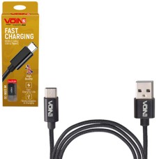 Кабель VOIN CC-1801C BK, USB - Type C 3А, 1m, black (быстрая зарядка/передача данных)