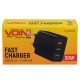 Зарядное устройство VOIN 30W, 3 USB, QC 3.0, быстрое сетевое ЗУ для авто и дома