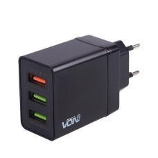Зарядное устройство VOIN 30W, 3 USB, QC 3.0, быстрое сетевое ЗУ для авто и дома