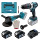 Акумуляторний набір інструментів PROFI-TEC Combo Set 2/9 POWERLine , дриль-шуруповерт DHP485BL, кутова шліфмашина PGA202, 2 акумулятори PT2040MP (4.0 Аг), зарядний пристрій (007150)