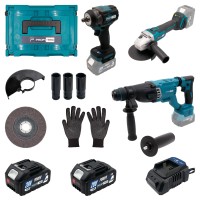 Аккумуляторный набор инструментов PROFI-TEC Combo Set 3/7 POWERLine, перфоратор PBH201, угловая шлифмашина DGA20BL и ударный шуруповерт PTW502, 2 аккумулятора PT2040MP (4.0 Ач), зарядное устройство (007164)