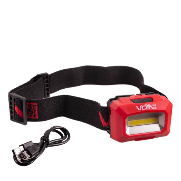 Налобный фонарь VOIN VL-103 | 1W COB, белый/красный свет, 1200 mAh, регулируемый угол