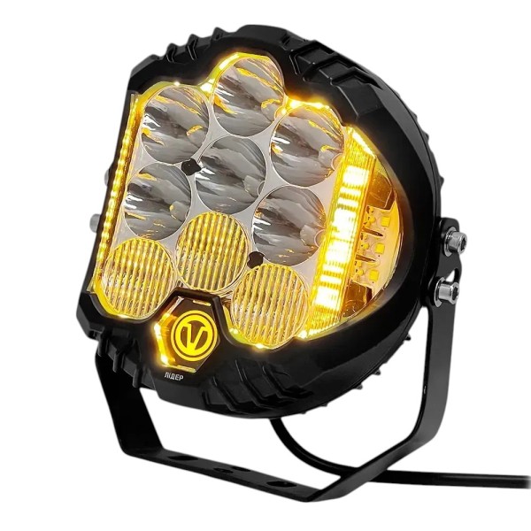 Светодиодная фара 0275-7 60W белый свет с ДХО желтого цвета 10-60V 