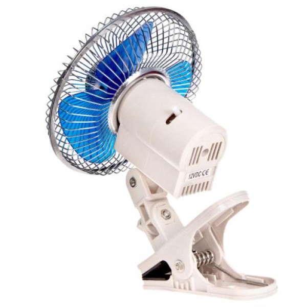 Автомобильный вентилятор 12V HF-307C — 6", на клипсе, с углом поворота 120°, салонный, компактный
