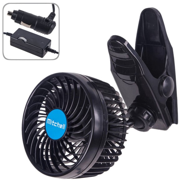 Автомобильный вентилятор 12V HX-T701E — 4.5", с клипсой, плавная регулировка скорости, салонный, экономичный