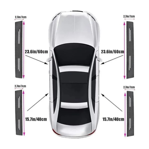 Наклейки на пороги Renault карбон — защитная плёнка 4 шт