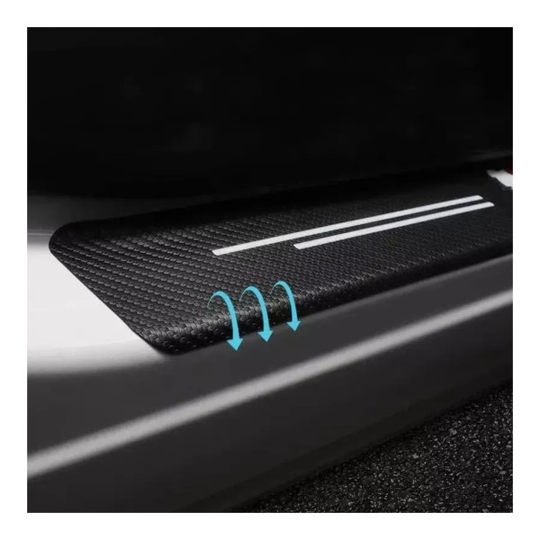 Наклейки на пороги Renault карбон — защитная плёнка 4 шт