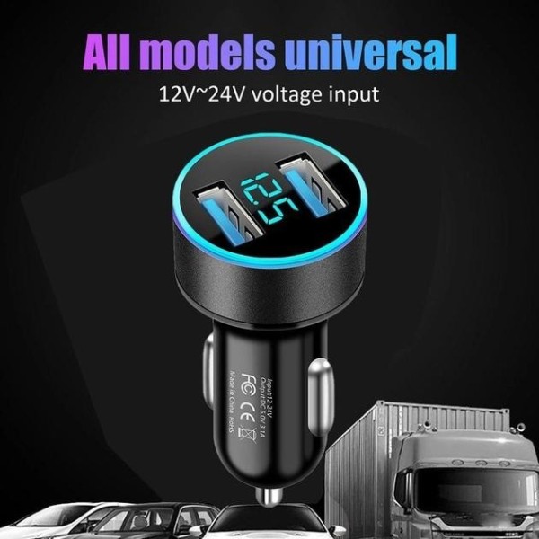 Автомобильное зарядное устройство Leader с 2 USB и подсветкой 5V 3.1A 12-24V