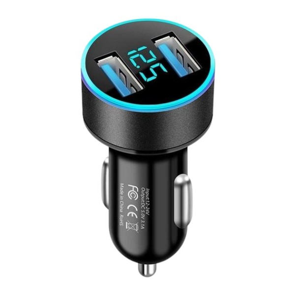 Автомобильное зарядное устройство Leader с 2 USB и подсветкой 5V 3.1A 12-24V
