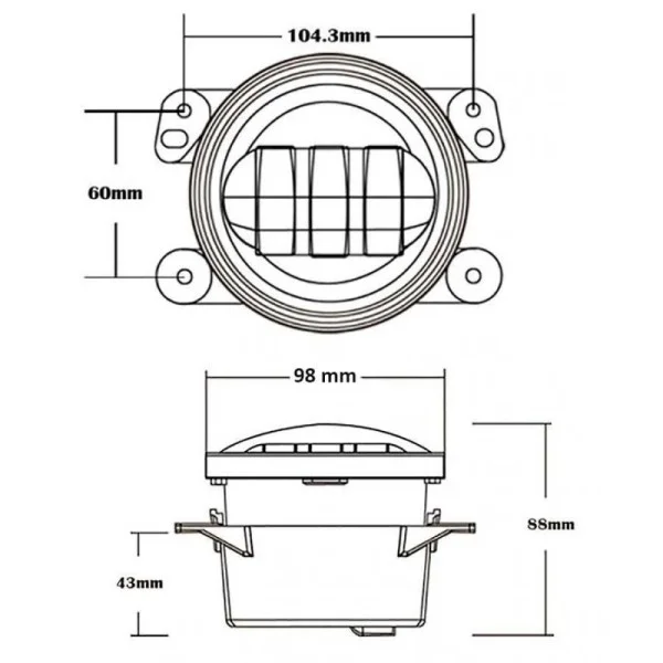 Фары противотуманные Leader J4  100mm 45Вт белый и желтый свет (f-4053)