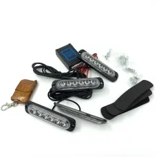 Стробоскопи на авто в решітку 6 LED 4в1 синій з пультом 12-24V
