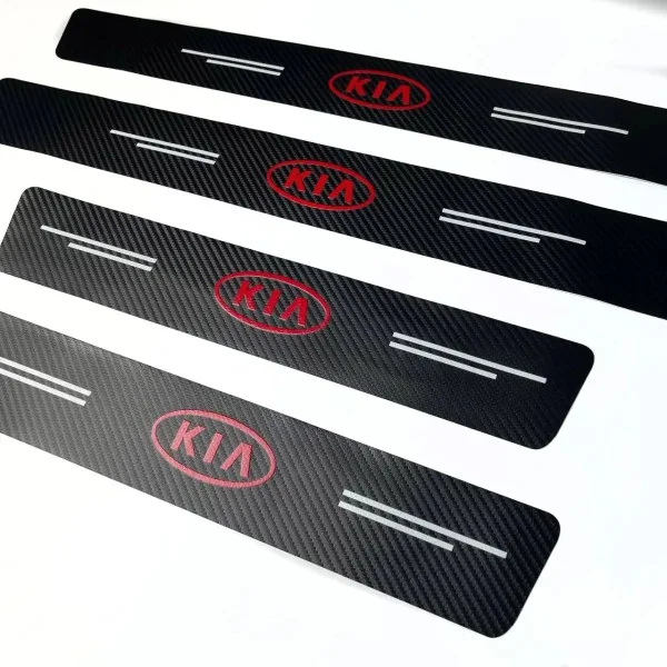 Наклейки на пороги KIA карбон - захисна плівка 4 шт
