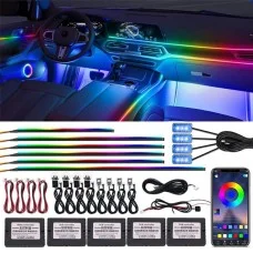 Підсвічування салону авто Ambient light RGB 18в1 Bluetooth стрічка 12V діодна авто підсвічування