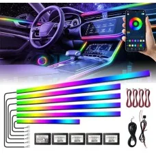 Подсветка салона авто Ambient light RGB 6в1 Bluetooth лента 12V