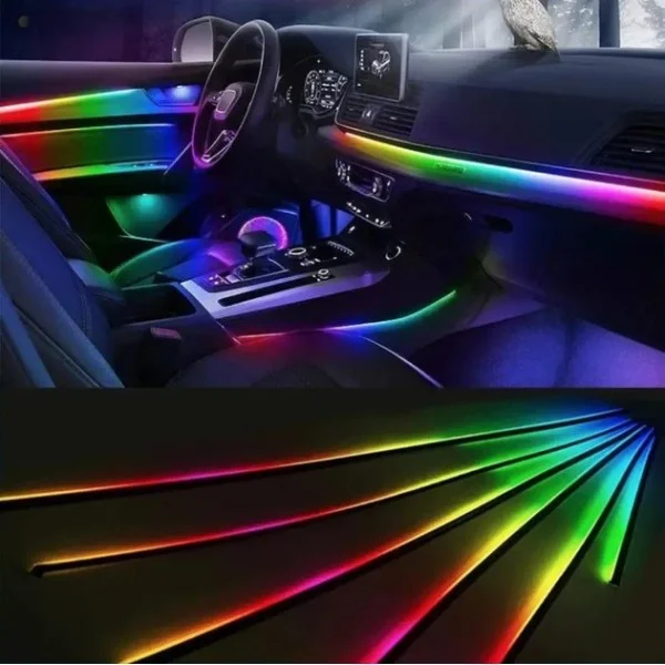 Подсветка салона авто Ambient light RGB 6в1 Bluetooth лента 12V