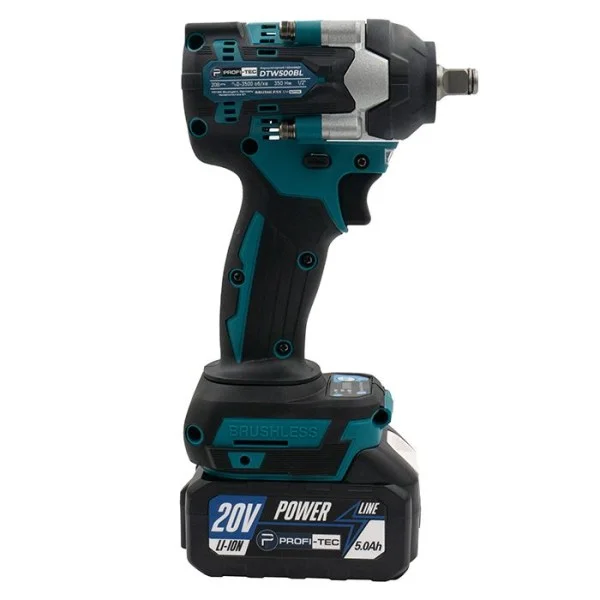 Аккумуляторный гайковерт PROFI-TEC DTW500BL POWERLine, 2×PT2040MP (4.0 Ач), зарядное устройство (006321)
