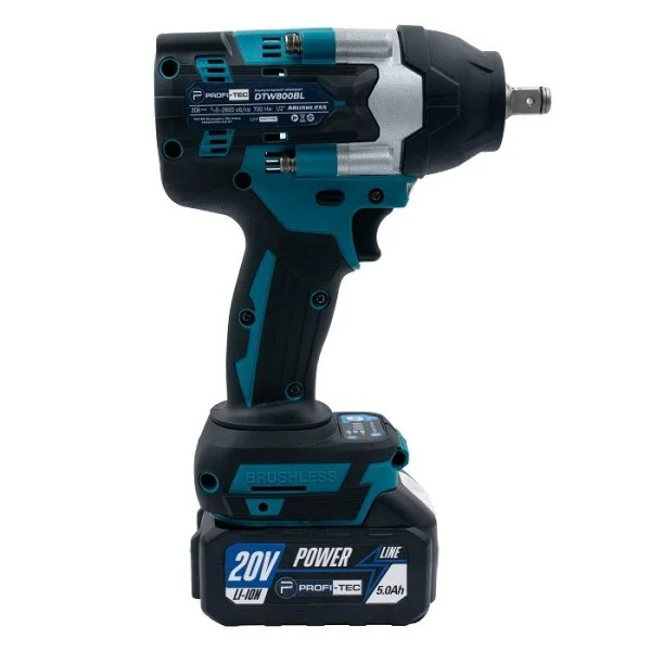 Аккумуляторный гайковерт PROFI-TEC DTW800BL POWERLine, 2×PT2040MP (4.0 Ач), зарядное устройство (006126)