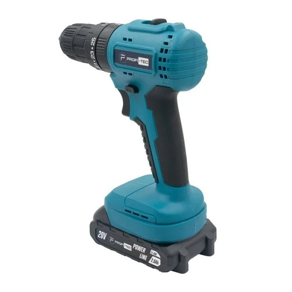 Аккумуляторный шуруповерт PROFI-TEC PCD3520BL POWERLine, 2×PT2020MP (2.0 Ач), зарядное устройство (006074)