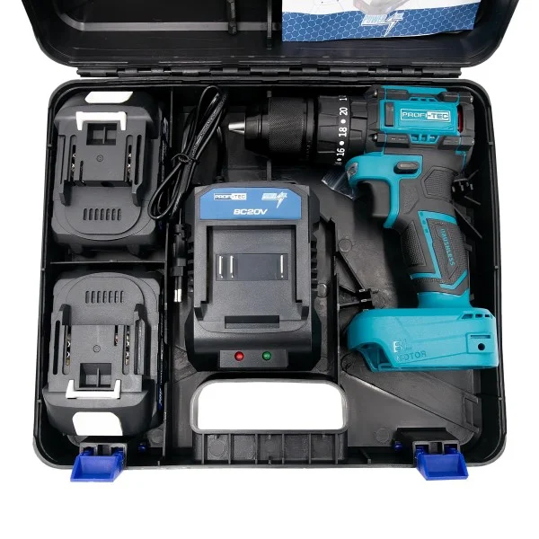 Аккумуляторный шуруповерт PROFI-TEC PCD5220 POWERLine 2×PT2020MP (2.0 Ач), зарядное устройство (006294)