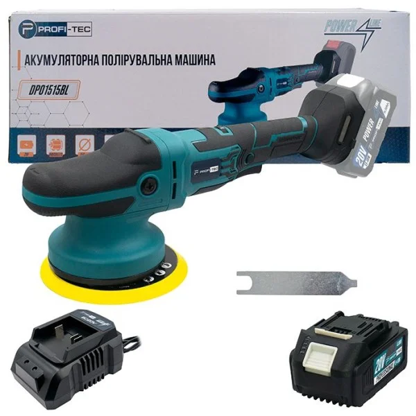 Акумуляторна ексцентрикова полірувальна машина PROFI-TEC DPO1515BL POWERLine  , 1×PT2040EP (4.0 Аг), зарядний пристрій (006601)