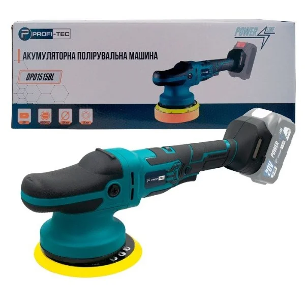 Акумуляторна ексцентрикова полірувальна машина PROFI-TEC DPO1515BL POWERLine , без акумулятора та зарядного пристрою (005949)