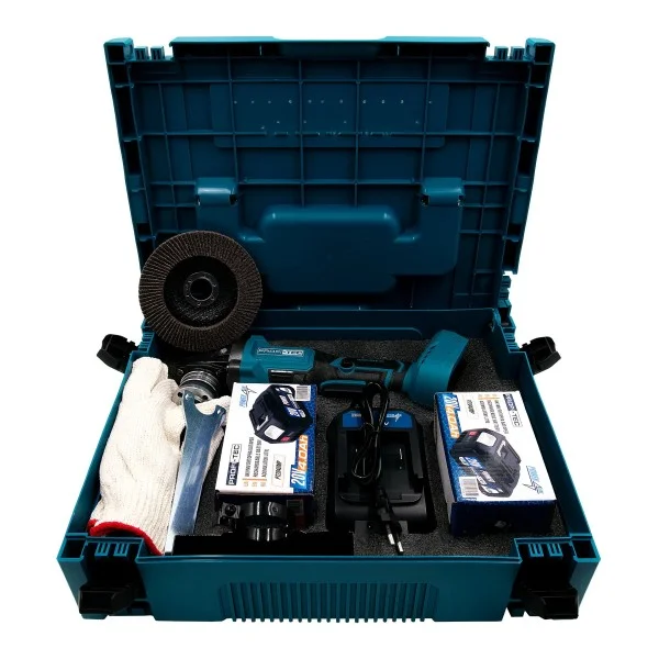 Акумуляторна кутова шліфувальна машина PROFI-TEC PGA202 POWERLine, 2×PT2040MP (4.0 Аг), зарядний пристрій (006296)