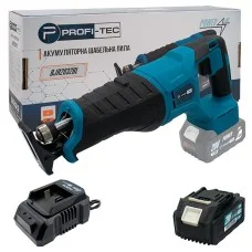Аккумуляторная сабельная пила PROFI-TEC BJR2032BL POWERLine, 1×PT2040EP (4.0 Ач), зарядное устройство (006595)