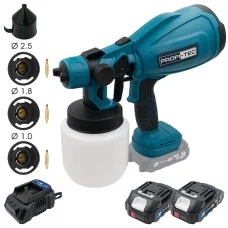 Аккумуляторный краскопульт PROFI-TEC PSG80020 POWERLine, 2×PT2020MP (2.0 Aг), зарядное устройство (006610)