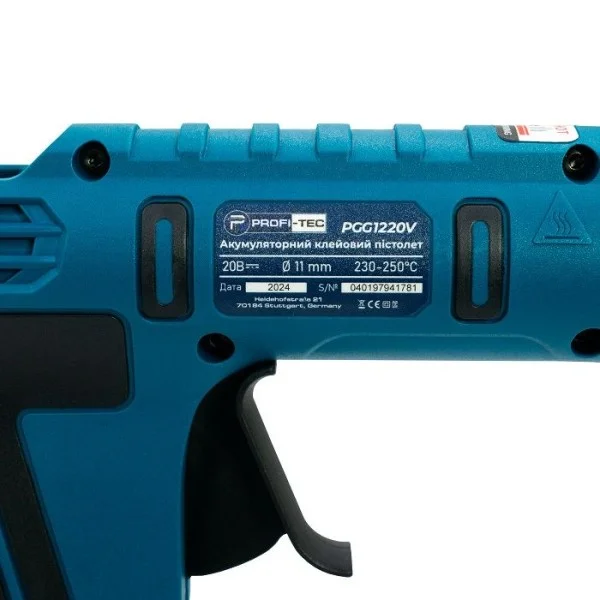 Акумуляторний клейовий пістолет PROFI-TEC PGG1120V POWERLine  , без акумулятора та зарядного пристрою (006109)