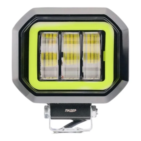 Фара рабочего света Leader + Yellow DRL V76 FLOOD 6Led x 5W (90 x 105 x 55) 10-30V/30W/6000K