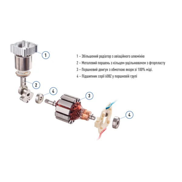 Компресор "ViTOL" K-72/10 атм/60 до 100 л/хв/R15 до R18/дефлятор/двоциліндровий (K-72)

