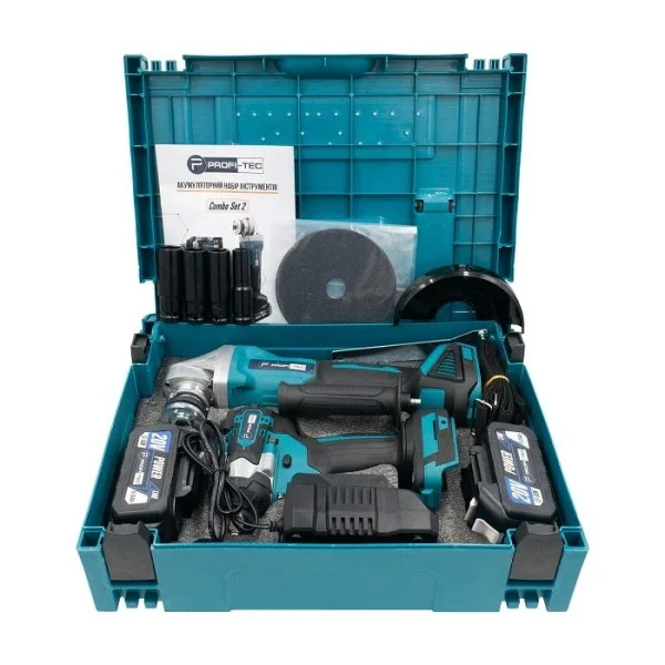 Акумуляторний набір інструментів PROFI-TEC Combo Set 2/1 POWERLine , DGA20BL, DTW500BL,  (2×PT2040MP (4.0 Аг), зарядний пристрій (006264)
