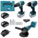 Акумуляторний набір інструментів PROFI-TEC Combo Set 3/4 POWERLine , DHP485BL, PGA202BL, DTW800BL, (2×PT2040MP (4.0 Аг), зарядний пристрій (006301)